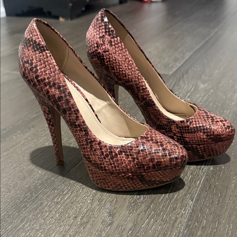 Le Chateau Red Snakeskin Heels